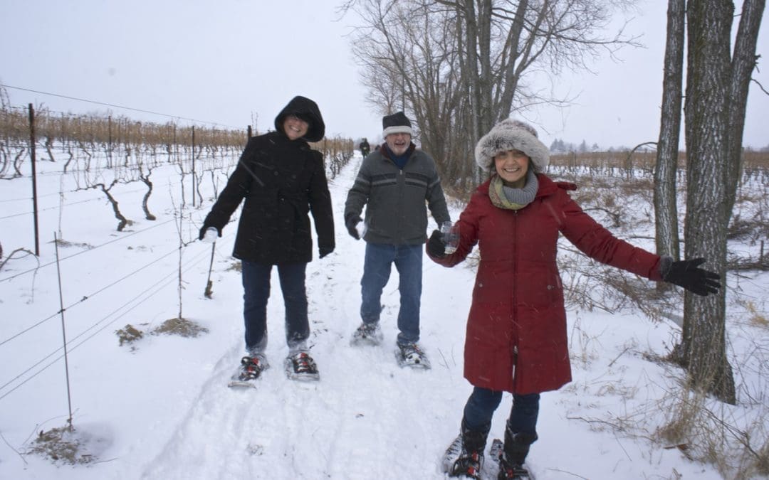 Snowshoeing in the Thirty Bench Vineyard